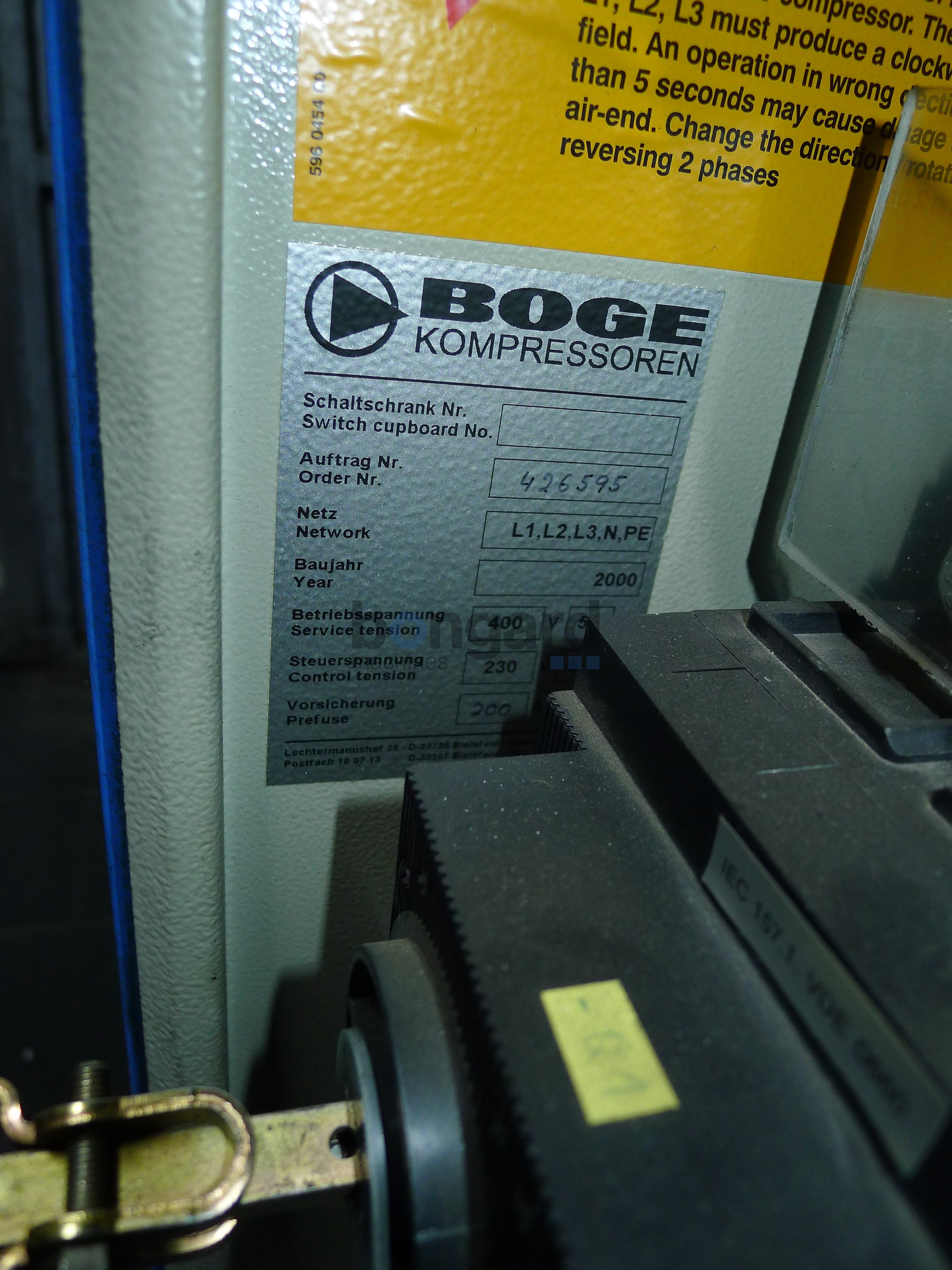 BOGE SD100 screw compressor