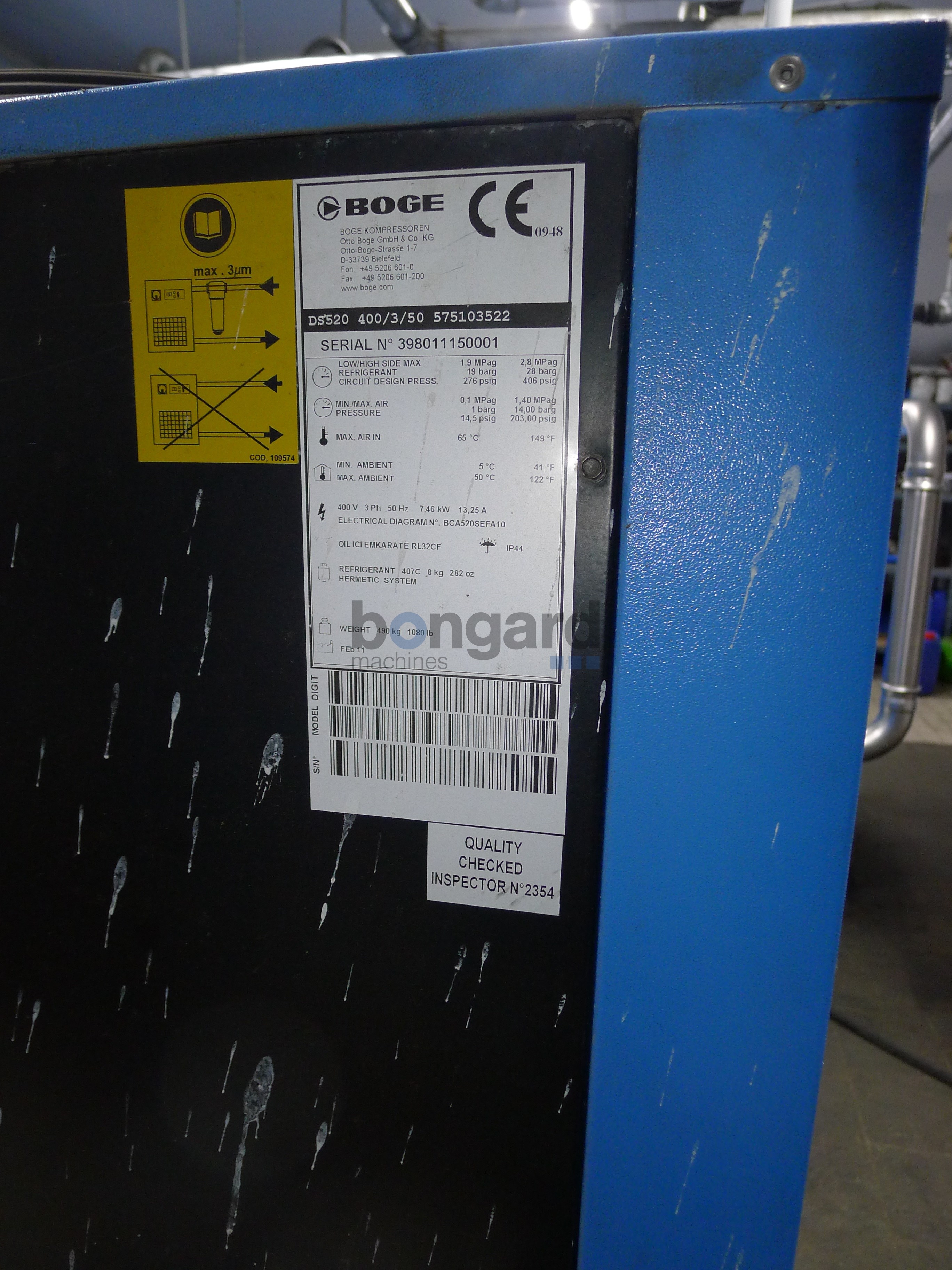 BOGE DS520 Air Preasure Refrigerant